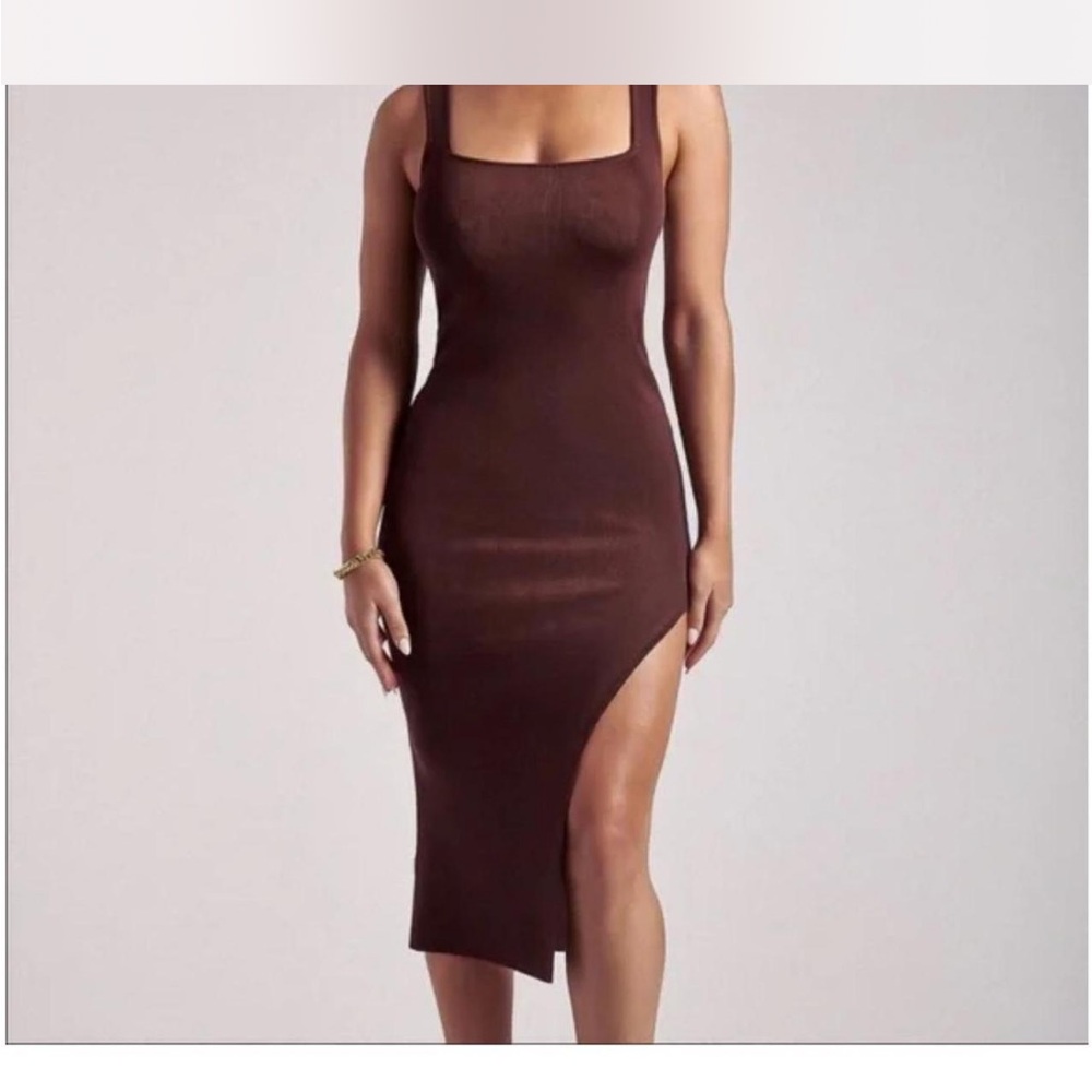 Meshki Brown Asymmetrical Bodycon Dress